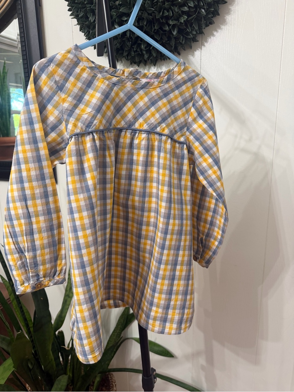 Ruffle Butts Yellow, Blue and White Gingham Dress